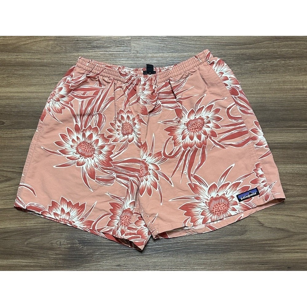 Patagonia Men's 5" Hybrid Baggies Hybrid Mesh Lined Shorts Pink Floral Sz S